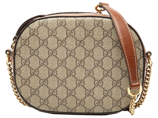 Gucci Mini Borsa a Tracolla con Catena GG Supreme Beige
