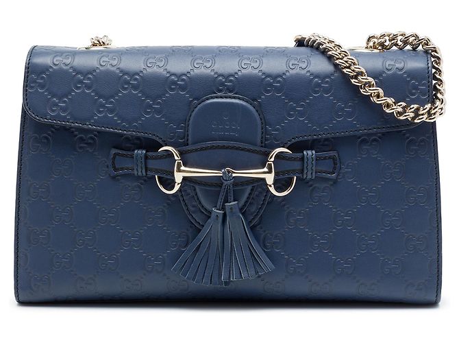 Bolsa de Ombro Gucci Blue Medium Guccissima Emily Azul Azul escuro