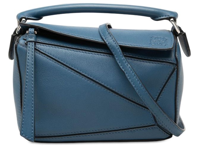 Sac Puzzle Mini en cuir de veau bleu LOEWE