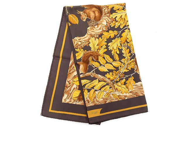 Lenço de seda Hermès Black Casse Noisette 90 Preto
