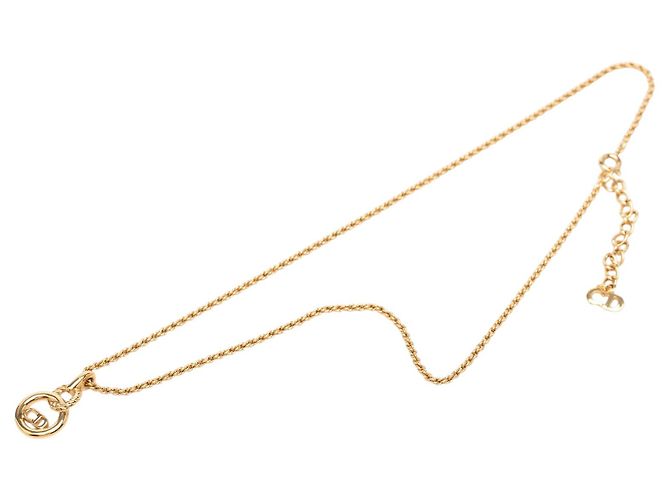 Collier pendentif Dior Gold plaqué or logo CD Doré