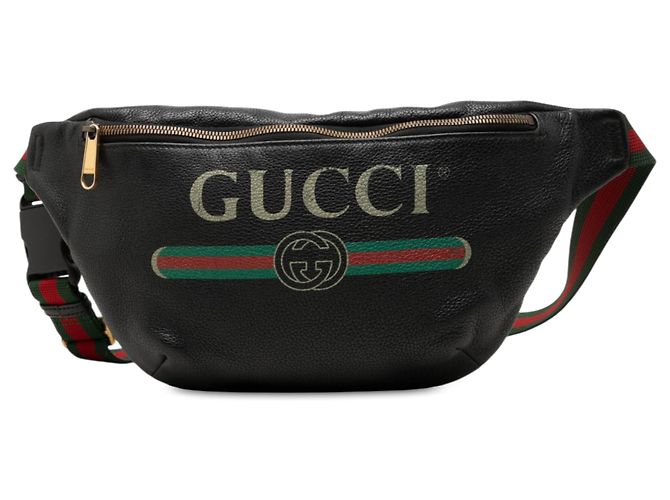 Borsa cintura Gucci in pelle nera con logo Web Nero