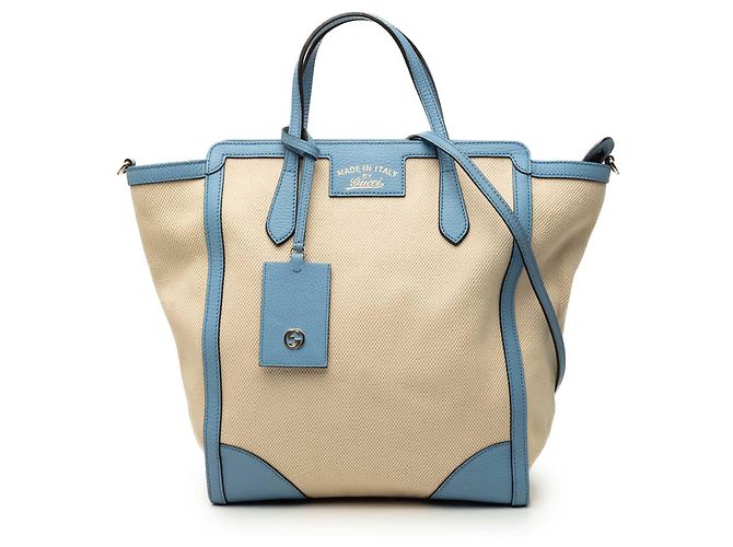 Sac cabas convertible Swing en cuir marron Gucci Bleu clair