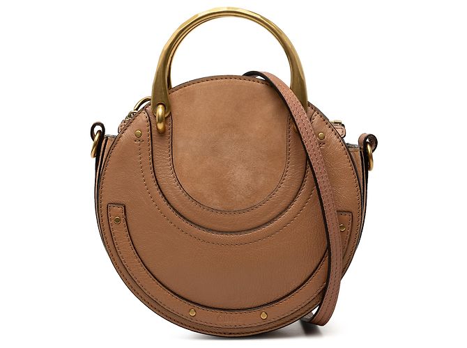 Sac Pixie Chloé petit en cuir de veau et daim marron