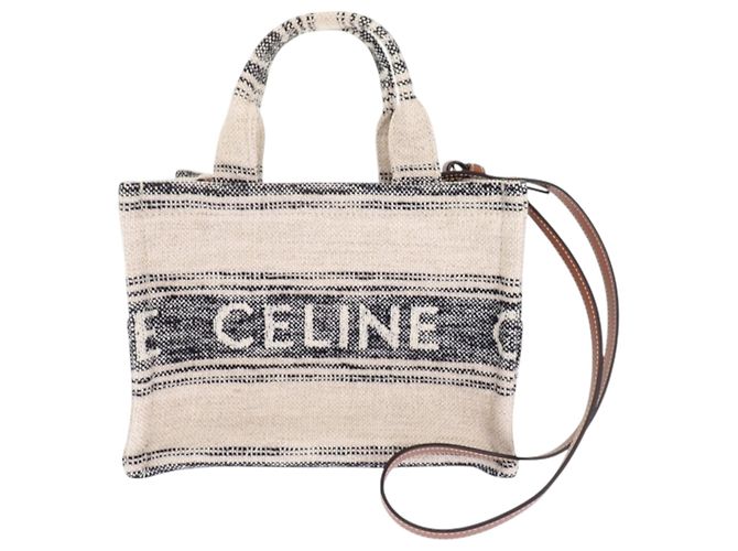Céline Celine Beige Small Canvas Cabas Thais Satchel