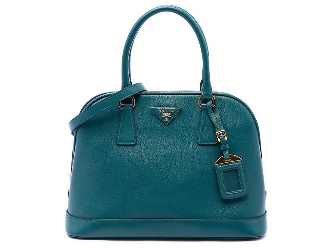 Borsa Prada Blue Medium Saffiano Lux Open Promenade Satchel