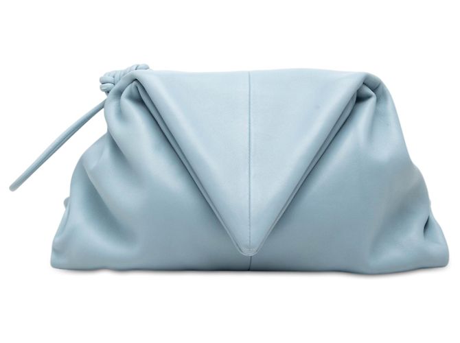 Clutch angular BV Trine de piel azul Bottega Veneta Azul claro