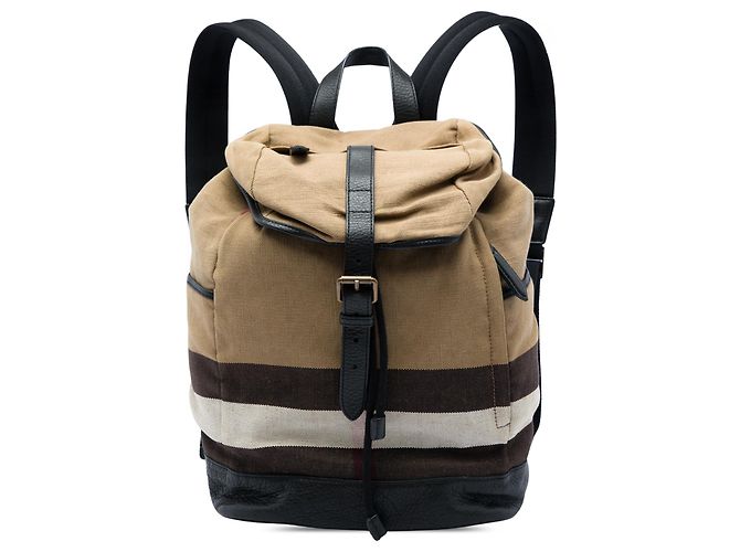 Burberry Brown Mega Check Canvas Drifton Backpack Light brown