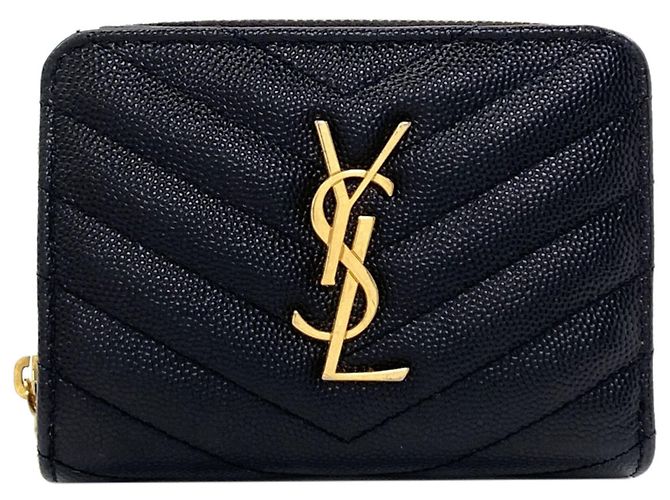 Autre Marque Saint Laurent Cassandra Bi-fold Leather Wallet Black