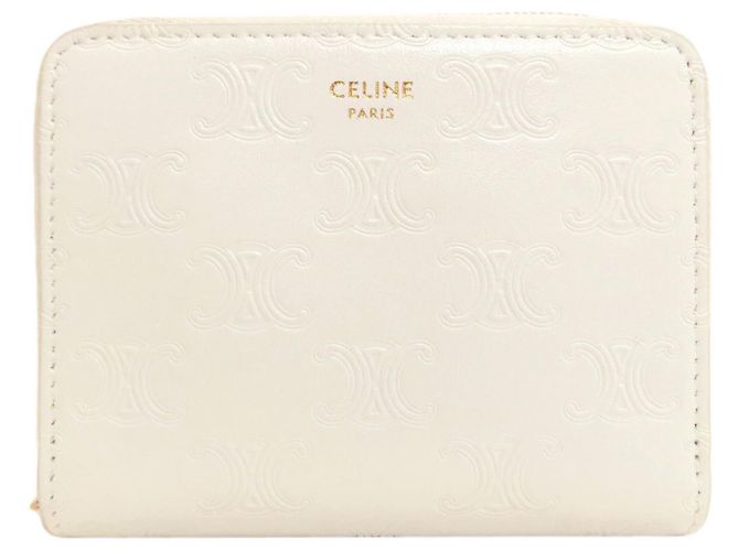 Céline Portamonete Celine Triomphe in pelle di vitello bianca Bianco