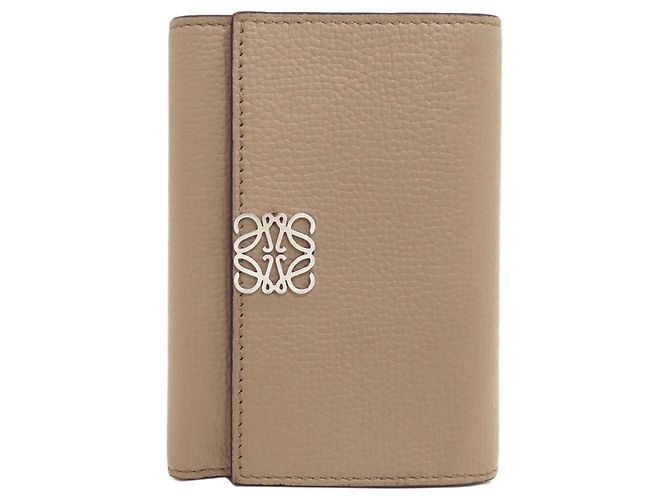 Portafoglio Verticale Loewe Tri-fold in vitello Marrone