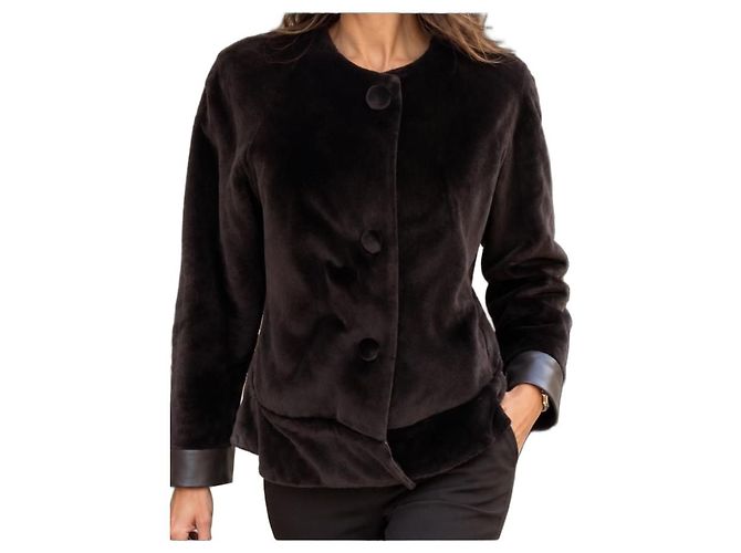 Sprung Frères Shaved Mink Fur Jacket Dark brown