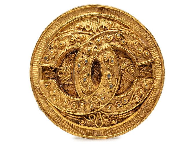 Spilla vintage Chanel Coco Mark in oro D'oro