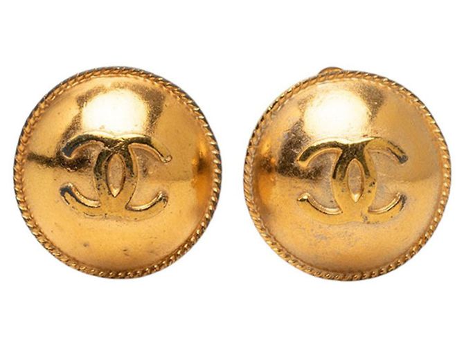 Timeless Chanel Coco Mark Runde Vintage-Ohrringe Golden