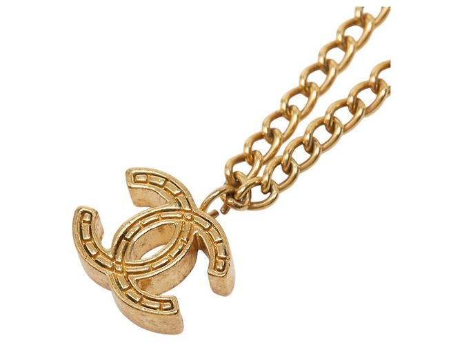 Colar com pingente Chanel Coco Mark Chain Dourado