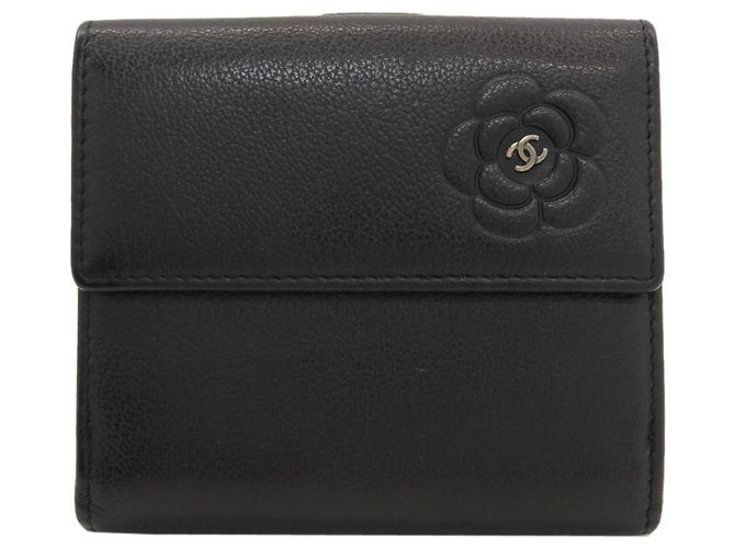 Chanel Camellia Bi-fold Wallet Black