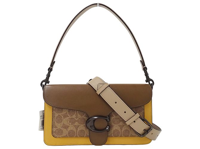 Sac à main Coach Tabby Signature en cuir Marron Jaune