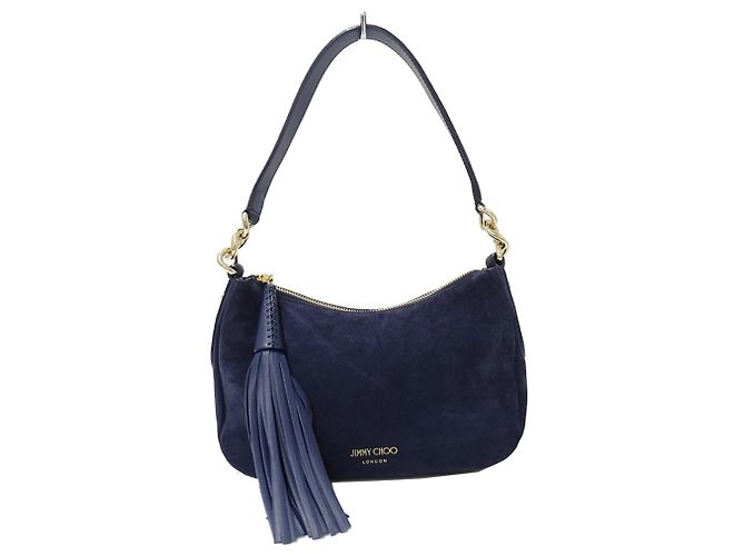 Borsa a tracolla in pelle blu navy Jimmy Choo