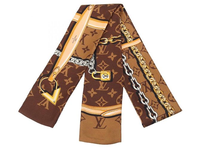 Louis Vuitton Bandeau Monogram Confidential Marron Scarf Marrone Multicolore Monogramma
