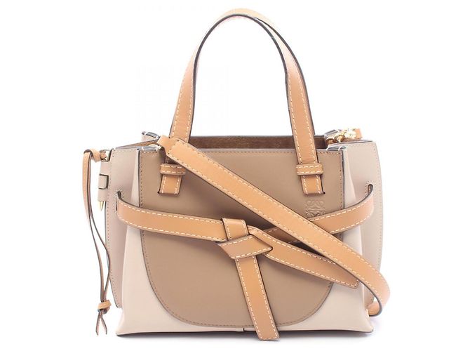 Mini Borsa 2-Way Loewe Gate con manico superiore Marrone Beige