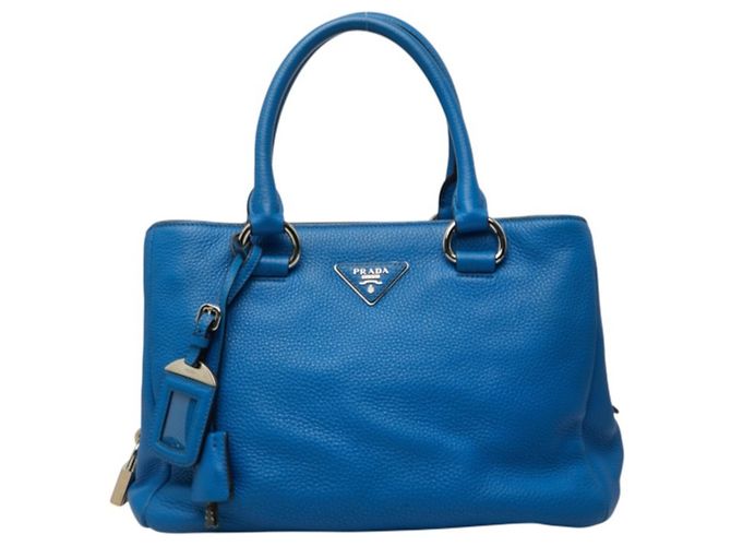 Bolsa Tote Prada Vitello Daino em couro azul