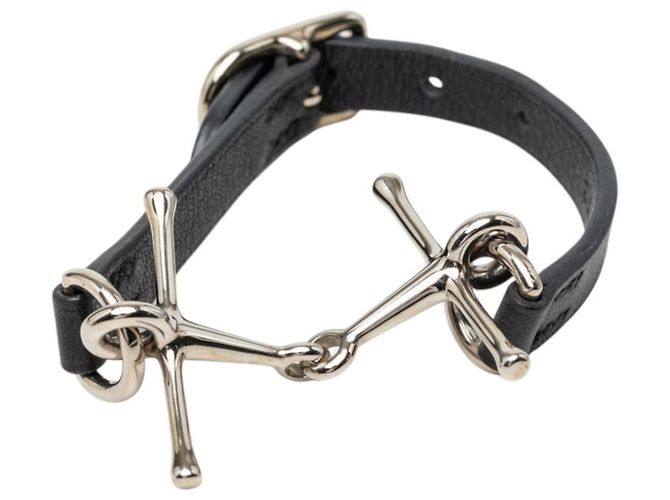 Hermès Pulseira de pingentes Hermes Mall Preto Prata