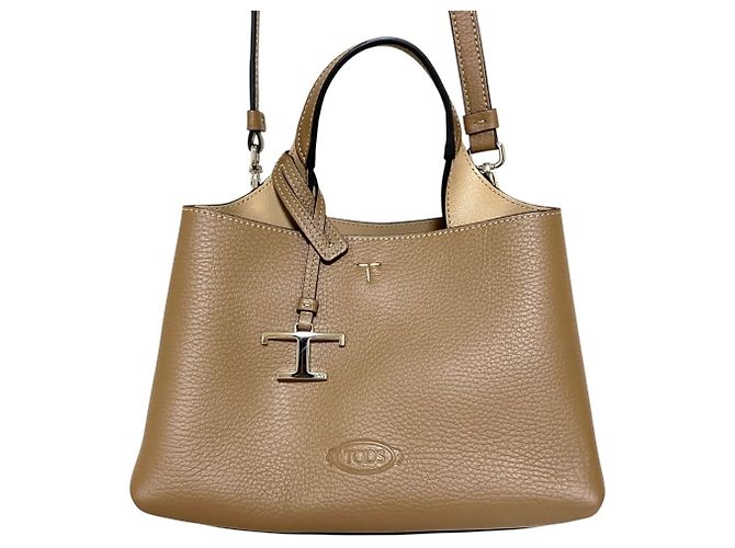 Borsa a mano Tod's T-Timeless Micro in pelle Marrone Beige