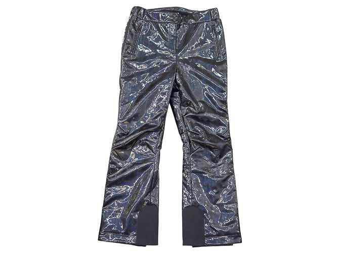 NEUE FENDI LOGO SKIHOSE FAB199 L 44 GLÄNZEND SCHWARZES POLYESTER