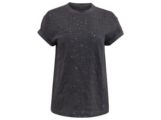 T-shirt de manga curta com gola redonda Brunello Cucinelli em algodão cinzento Cinza