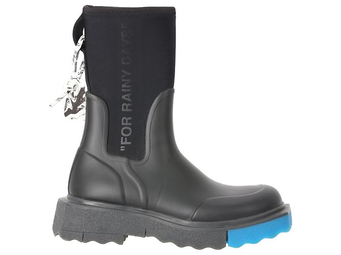 Off White Stivali da pioggia Sponge Off-White in gomma nera Nero