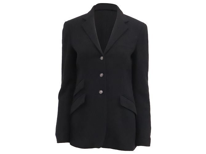 Ralph Lauren einreihiger Blazer aus schwarzer Wolle