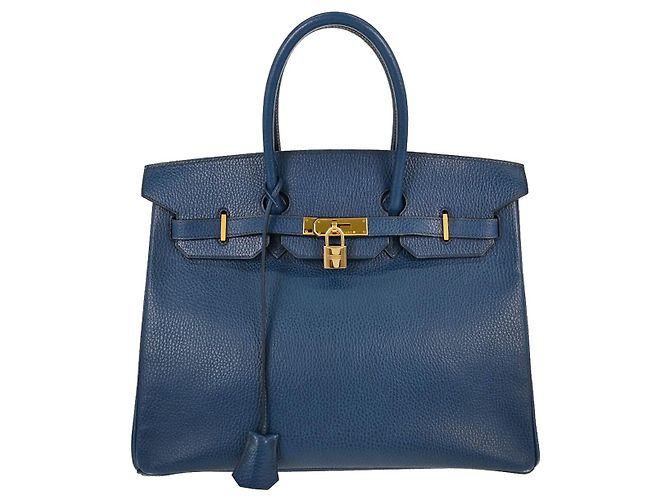Hermès Hermes Birkin Blue Ardennes avec Gold Hardware 35 Bleu