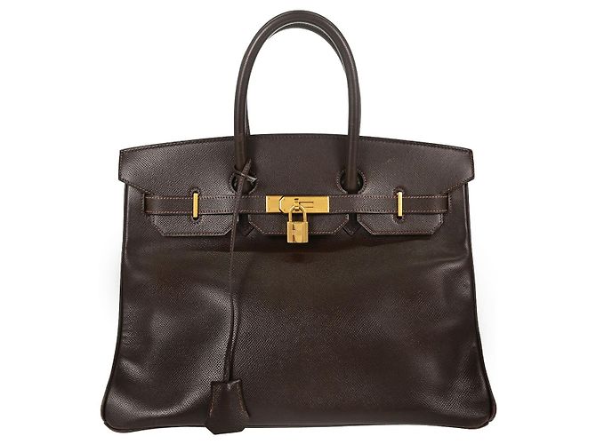 Hermès Hermes Birkin Brown Courchevel with Gold Hardware 35 Marron