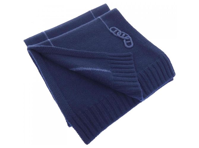 Hermès Stola Hermes Maillons Traces Blu navy