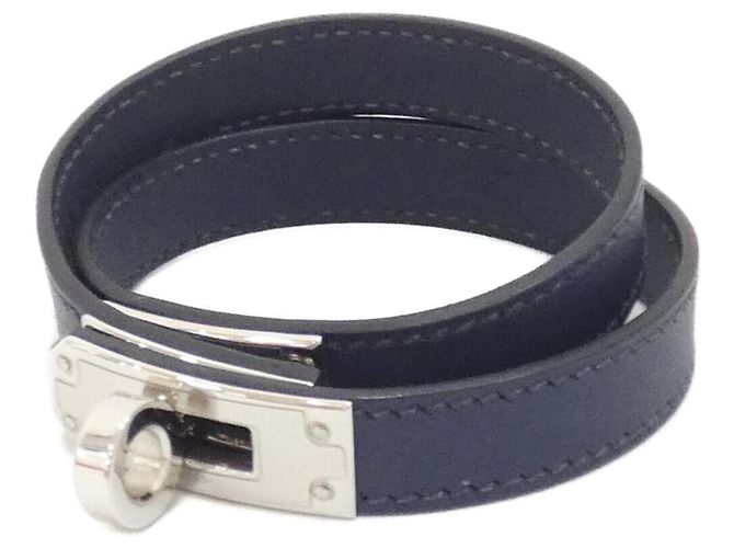 Pulseira Charm Hermès Kelly Double Tour Azul Azul marinho