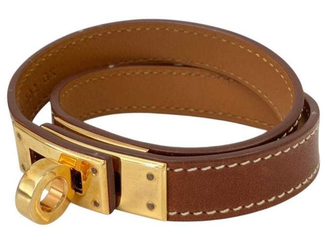 Bracelete Hermès Kelly Bangle Double Tour Marrom