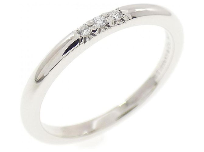 Autre Marque Anel Aliança Tiffany em Platina com Diamante