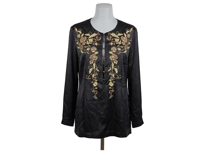 Just Cavalli schwarze bestickte Bluse