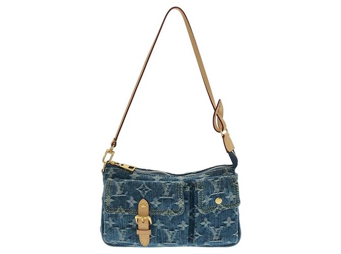 Louis Vuitton Monogram Denim Pochette Accessoires Blu
