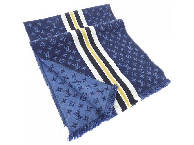 Sciarpa Louis Vuitton LV Heritage Bianco Blu navy