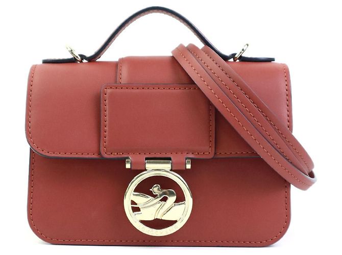 Borsa a tracolla Longchamp in pelle rosso marrone
