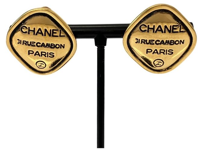 Orecchini a clip Chanel Cambon Plate Gold D'oro