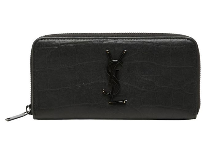 Autre Marque Cartera larga de piel negra Saint Laurent Negro
