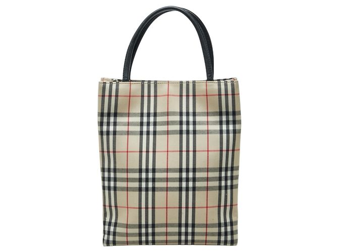 Mini Bolsa Tote Burberry Nova Check Preto Bege