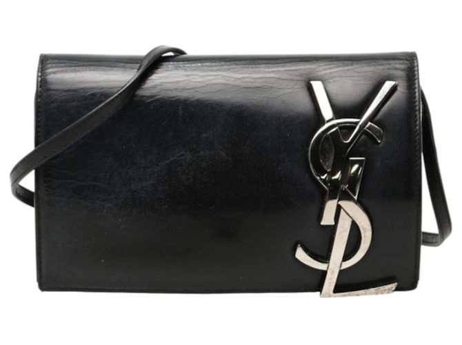 Autre Marque Bolsa de ombro Saint Laurent em couro preto