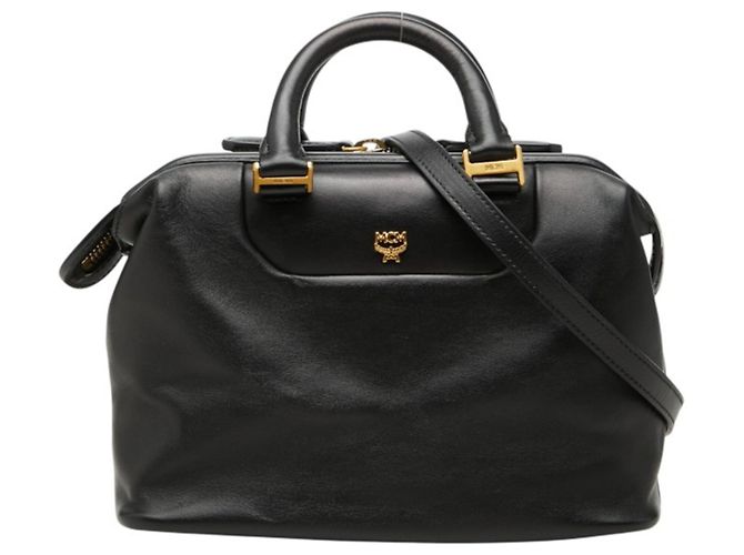 Bolsa de mão MCM em couro preto