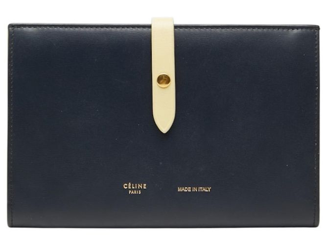 Céline Celine Strap Medium Multifunction Long Wallet Yellow Navy blue