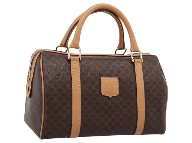 Céline Celine Boston Triomphe XL Coated Canvas Small Marrone