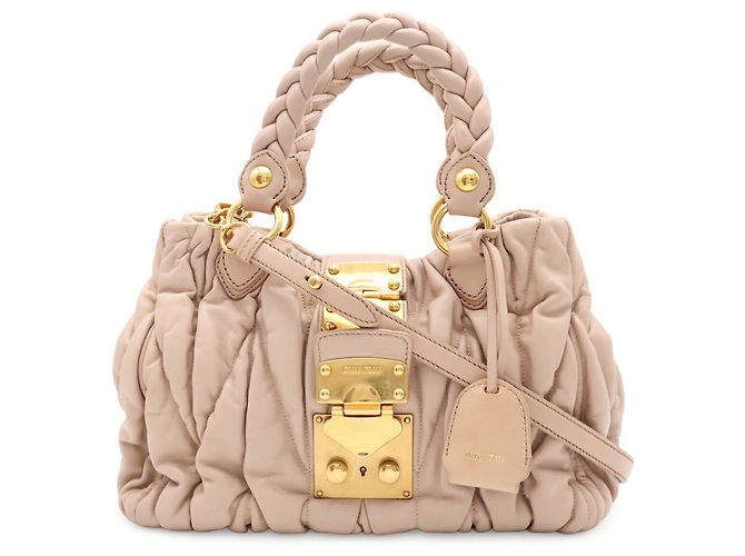 Bolsa Matelassé Gathered Miu Miu Bege