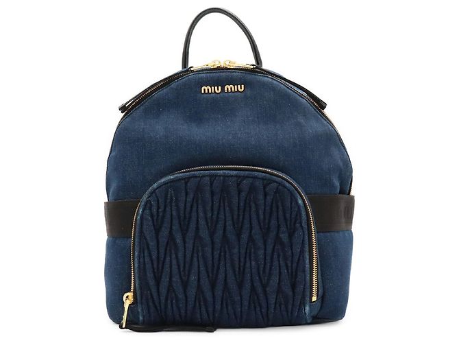 Mochila Miu Miu em denim e couro Azul